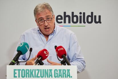 Joseba Asiron, este miércoles durante la rueda de prensa celebrada en Pamplona.
