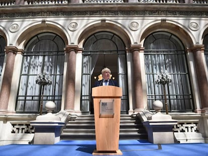 Boris Johnson, este jueves, en su primer d&iacute;a como titular de Exteriores brit&aacute;nico.