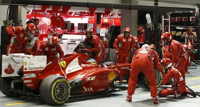 Alonso, de Ferrari, durante el Gran Premio de Singapur.