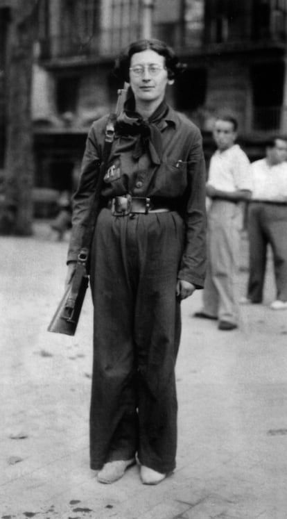 Simone Weil durante la Guerra Civil española, en 1936.