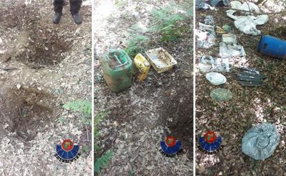 Imagenes de archivo de la Policía vasca con el material encontrado en el depósito ilegal.