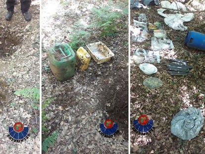 Imagenes de archivo de la Policía vasca con el material encontrado en el depósito ilegal.