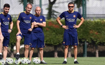 Luis Enrique, en el entrenamiento del Barcelona. 