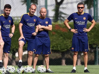 Luis Enrique, en el entrenamiento del Barcelona.