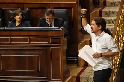 Pablo Iglesias interviene en el debate de investidura.