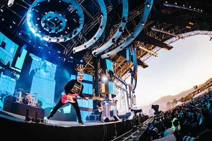 Blink-182, una de las bandas principales del cartel de este año, en el festival Coachella, en Indio (California), en abril de 2023. 