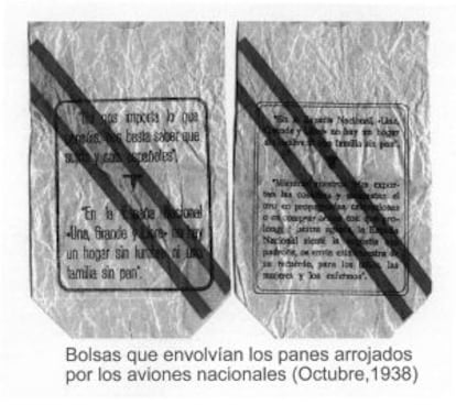 The bags that contained bread buns dropped by Franco's planes over Madrid.