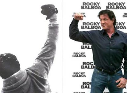 El actor Sylvester Stallone hoy en Madrid durante la presentación de la quinta secuela de la saga Rocky Balboa