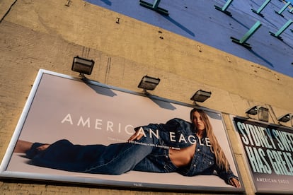 La publicidad de American Eagle con Sydney Sweeney, esta semana en Nueva York.