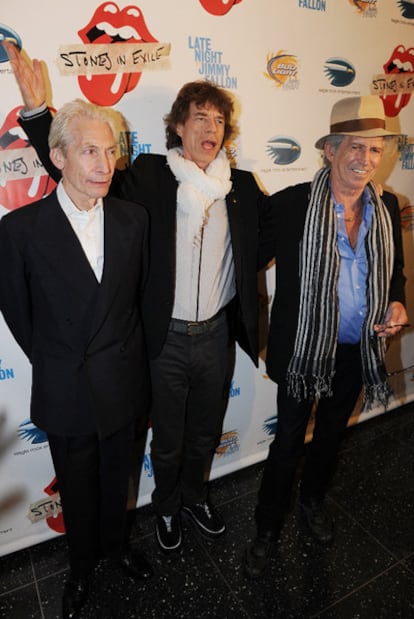 Charlie Watts, Mick Jagger y Keith Richards, en Nueva York.