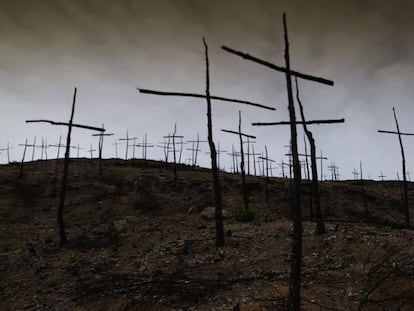 Algunas de las cruces del bosque dise&ntilde;ado por Sellar&egrave;s