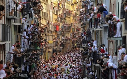 Pedro Armestre’s award-winning photo of the bull running in Pamplona.