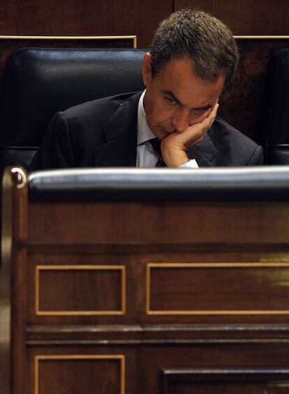 José Luis Rodríguez Zapatero, ayer en el Congreso.