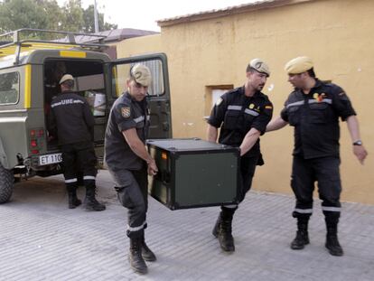 Huerto de la Rueda, donde está el puesto de mando avanzado y reparto de víveres.