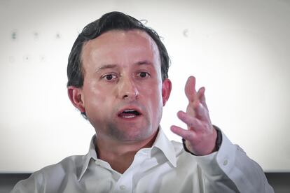 Mikel Arriola, presidente de la Liga MX, durante una conferencia de prensa en Querétaro, el pasado 6 de marzo.