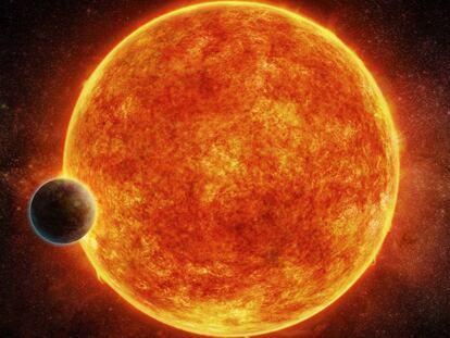 Reprodução do novo exoplaneta e sua estrela.