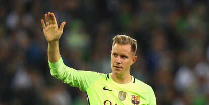 Ter Stegen en un partido de Champions. 