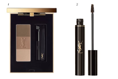 1. Paleta ‘Couture Brow’ 2. ‘Couture Brow’. Todo de Yves Saint Laurent.