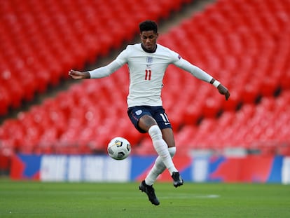 Rashford, con Inglaterra ante Bélgica en Wembley el pasado miércoles.