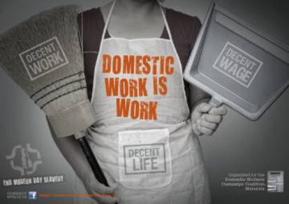 Imagen de campaña de Tenaganita por los derechos de las trabajadoras domésticas.
