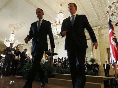 Barack Obama i David Cameron, després de la roda de premsa.