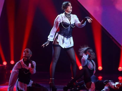 La cantante ucrania Maruv, en la actuación que le dio la victoria para representar a su país en Eurovisión, el 23 de febrero.