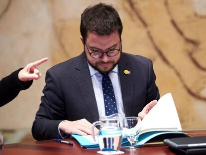 El vicepresidente de la Generalitat y consejero de Economía, Pere Aragonés, en la última reunión del Consell Executiu.