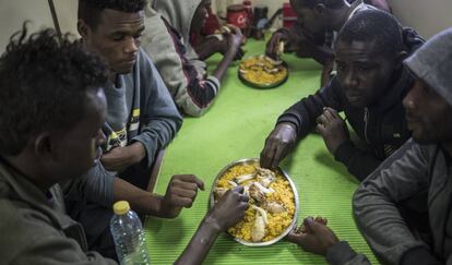 Rescued migrants on board ‘Nuestra Madre Loreto.’