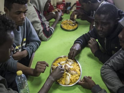 Rescued migrants on board ‘Nuestra Madre Loreto.’