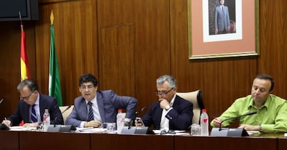 Diego Valderas durante su comparecencia en comisión parlamentaria.