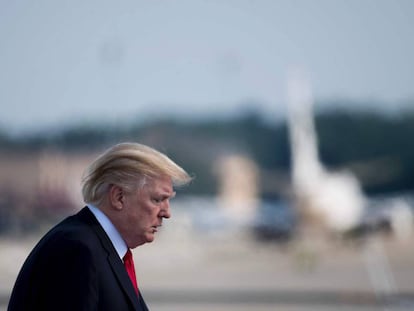 Donald Trump al subir esta ma&ntilde;ana al Air Force One.