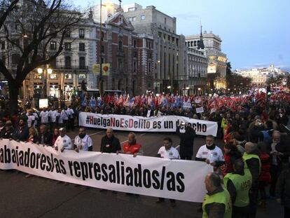 Manifestaci&oacute;n por el derecho a la huelga en Madrid