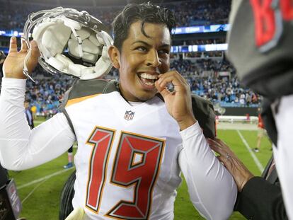 Aguayo durante un partido del año pasado con Tampa Bay