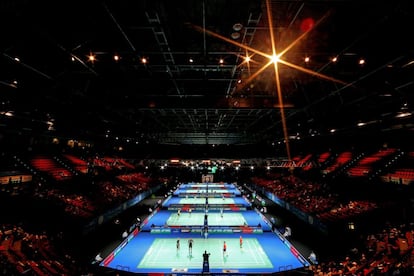 Una vista general del estadio de Birmingham donde se celebra el Open de Bádminton.