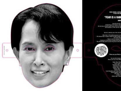 Al concierto con la máscara de Aung San Suu Kyi