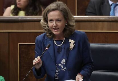 Nadia Calviño, en el Congreso.