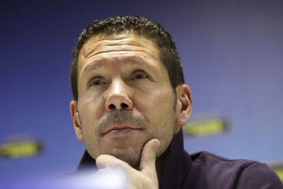 Simeone, antes del duelo ante el Viktoria Plzen.