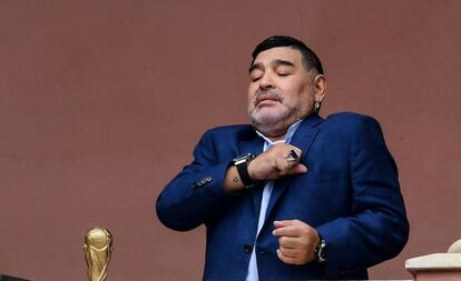 Maradona, el jueves en la Casa Rosada.