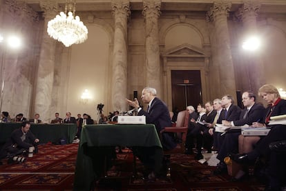 US Secretary of State Colin Powell addressing the Senate in February 2003.