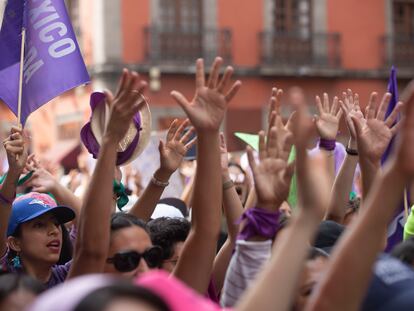 Marcha por el día internacional de la mujer en Ciudad de México el 8 de marzo de 2020.