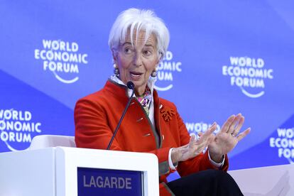 La presidenta del Banco Central Europeo, Christine Lagarde, durante una intervención en el Foro de Davos, el pasado 24 de enero.