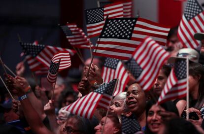 Partidarios de la candidata demócrata, Hillary Clinton, en Brooklyn.