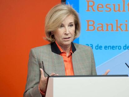 María Dolores Dancausa, consejera delegada de Bankinter, durante la presentación de resultados anuales de 2020.