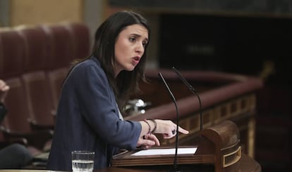 Irene Montero en un pleno del Congreso de los Diputados.