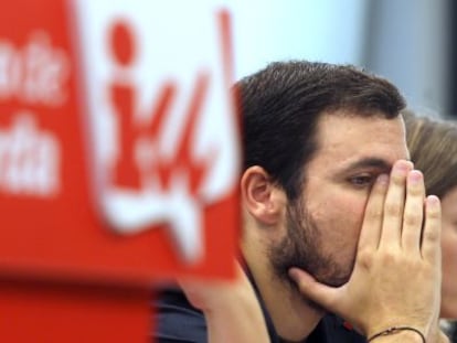 Alberto Garz&oacute;n, durante la reuni&oacute;n del Consejo Pol&iacute;tico de IU el pasado domingo.