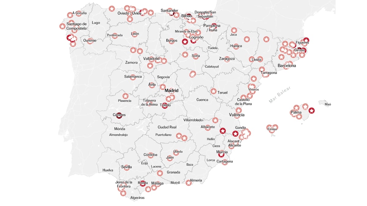 Mapa | Todos los restaurantes con estrella Michelin 2025 en España