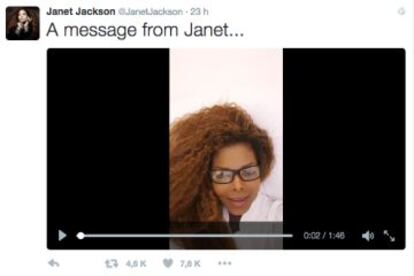 Perfil de Twitter de Janet Jackson.