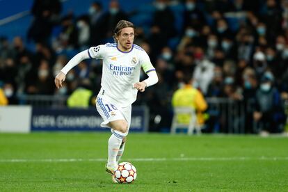 Modric durante el partido de Champions del Real Madrid contra el Inter.