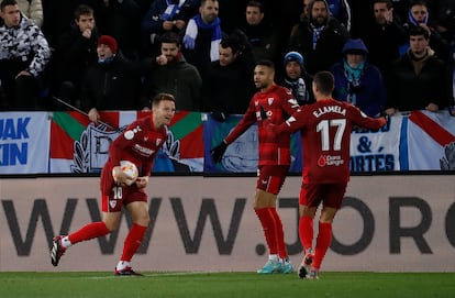 Copa del Rey: Rakitic celebra el gol del triunfo del Sevilla ante el Alavés