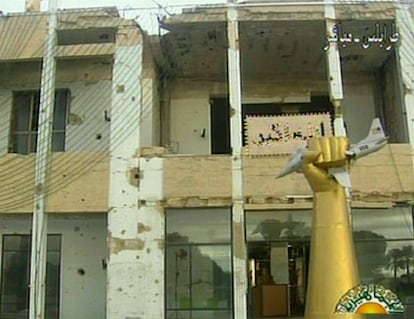 Palacio en ruinas de Trípoli desde el que se ha dirigido Gadafi a la nación